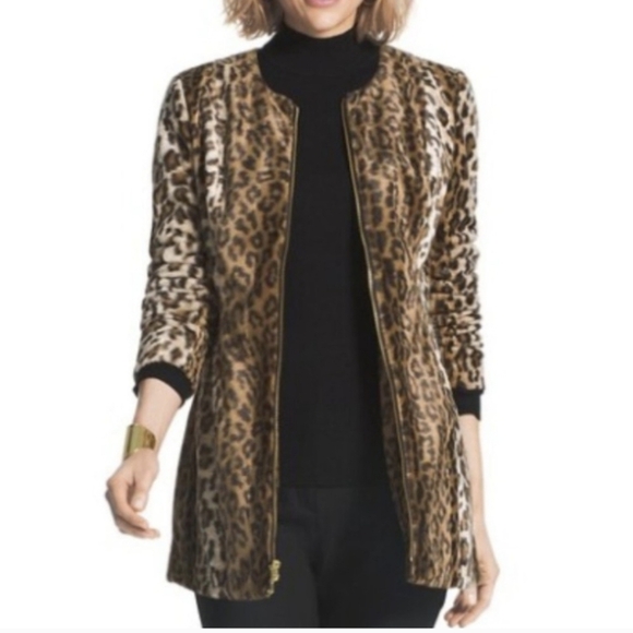 Chico's leopard fur jacket - Picture 1 of 9